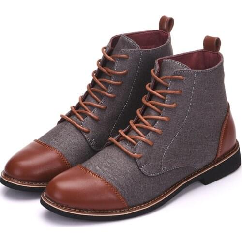 Spring Autumn Casual Lace Up shoes Booties Men Ankle Boots Oxfords Fashion Leather Boots Men Boots Large Size 39-48 jkm89