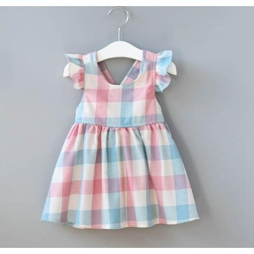 Casual Summer Children Girls Plaid Princess Dress 1-4Years Kids Baby Party Wedding Show Plaid Dresses Baby Girls Clothes