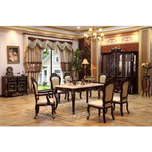 Furniture group buying dining table antique dining room set home furniture solid wood dining table and chairs wholesale price