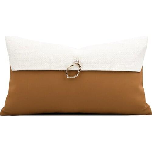 Light Luxury Cushion Cover Set Solid White Brown Pachwork Throw Pillow Cover Decorative Metal Circle Cushions For Living Room