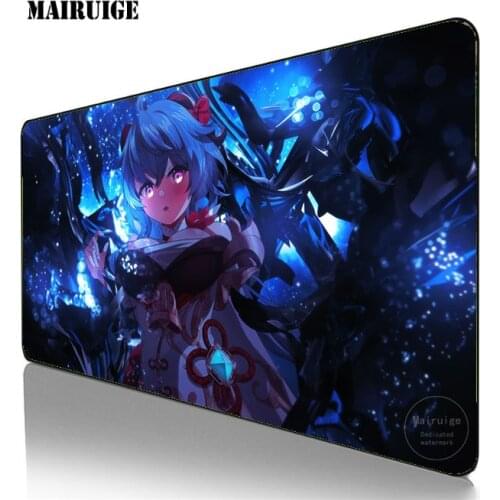 Anime Girl Ganyu MousePad Gaming Accessories Large 90x40cm Genshin Impact Mousemat Gamer XXL PC Desk Mat Keyboard Pad for LOL