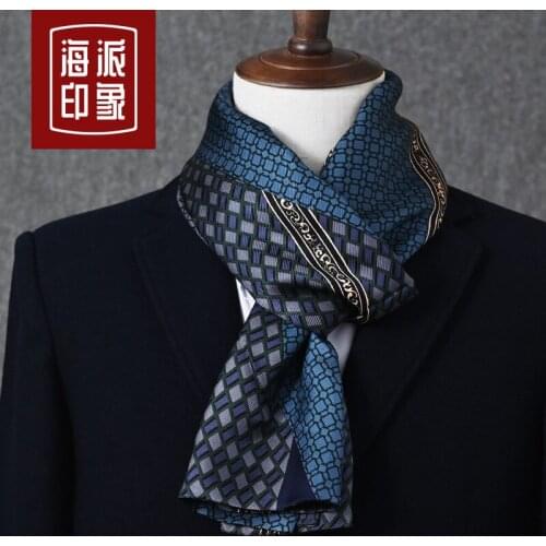 100% mulberry silk mens long scarf top grade silk scarf thin autumn winter business suit shirt scarf long scarf