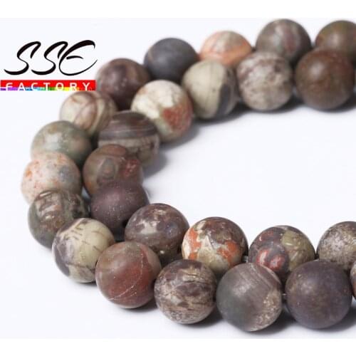 Natural Dull Polish Matte Flower Agates Stone Round Beads For Jewelry Making Spacer Loose Beads Diy Bracelet Wholesale 4-12mm15"