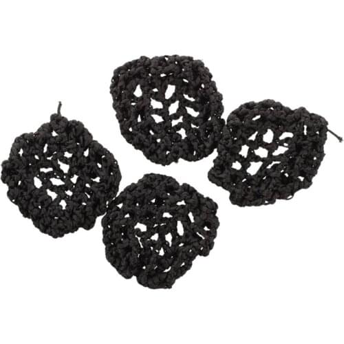 Hotel Waitress Elastic Nylon Black Snood Net Ballet Bun Hair Covers Ornament 4 Pcs