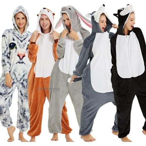 Adults Animal Kigurumi Pajamas Sleepwear Cosplay Onesie Women Men Winter Unisex Unicornio Stitch Cartoon Unicorn Pajamas Nightie