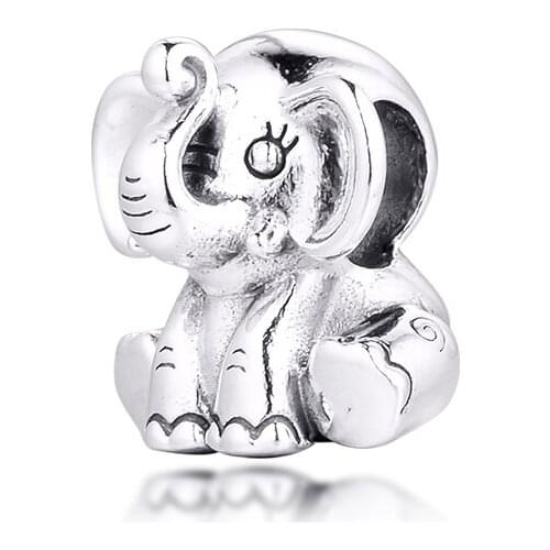 Fits for Pandora Charms Bracelets the Elephant Beads 100% 925 Sterling Silver Jewelry Free Shipping