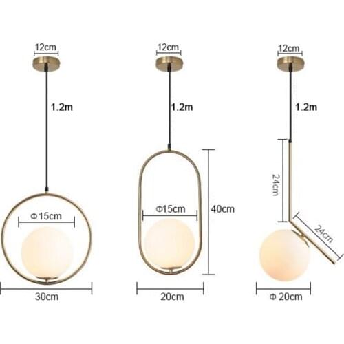 Postmodern simple style Living LED Bedroom/Restaurant Golden Pendant Lights Nordic Clothing Decoration Glass Ball Pendant Lamps