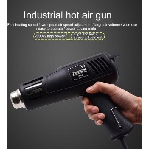 2000W EU Plug Industrial Electric Hot Air Gun Thermoregulator LCD Heat Guns Shrink Wrapping Thermal Heater Nozzle Power Tools