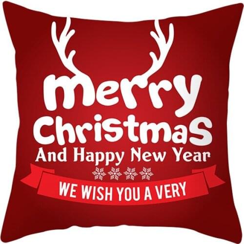 Christmas Pillowcase Red Letters Snowflake Santa Clause Pillow Cover Square Pillow Accessories Home Party DIY Decoration