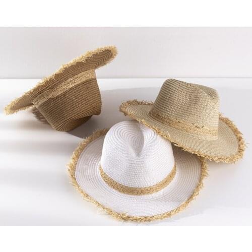 Panama Hat Summer Sun Hats For Women Man Beach Straw Hat For Men UV Protection Cap Chapeau Femme 2021