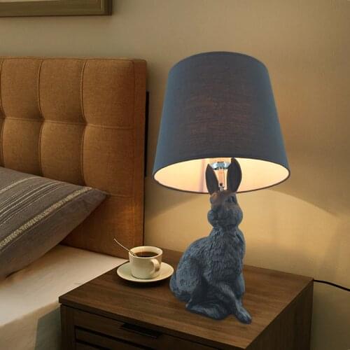 Modern Rabbit Table Lamp Creative Resin Animal Desk Lamp Childrens Room Living Room Beside Lamp Cartoon Luminaria Table Lamps