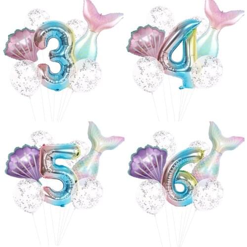 Number Balloon Mermaid Happy Birthday Party Decoration Girls Birthday Party Decor Number Balloon Decortion For Kids