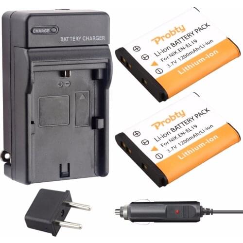 2Pcs PROBTY EN-EL19 EN EL19 Battery + Charger kit For Nikon S2500 S2600 S2700 S3100 S3200 S3300 S3500 S4100 S4150 S6500