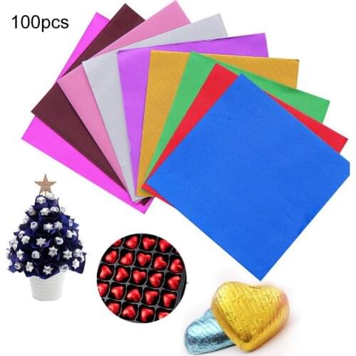 100Pcs 8cm Aluminum Foils Chocolate Candy Wrapping Paper Food Packaging Decor Baking Accessories Wedding Party Candy Supplies