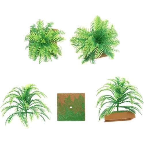 2PCS/set Simulation Miniature Plant Model Imitative Tree Shrub+Base Pedestal For Sand Table Building Architectural Model
