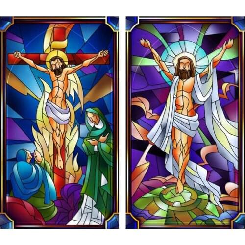 2 Pack 5D DIY Diamond Painting Religion Full Square Picture Diamond Mosaic Icon Jesus Christ Home Decoration Easter Gift