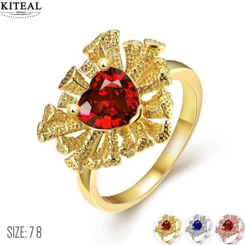 KITEAL Lose Money Promotions! Gold color women engagement ring zircon water-drop bague jewelry display