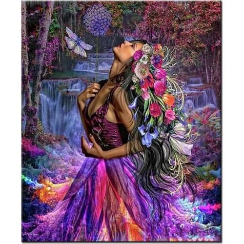 Diamond Embroidery Portrait DIY Diamond Painting Abstract art flower woman Full Square round Drill Home Decor Rhinestone mosaic