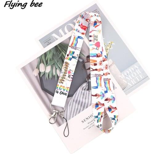 Flyingbee Rainbow Gay Keychain Tags Strap Neck Lanyards For Keys ID Card Pass Gym Phone USB Badge Holder DIY Hang Rope X1911