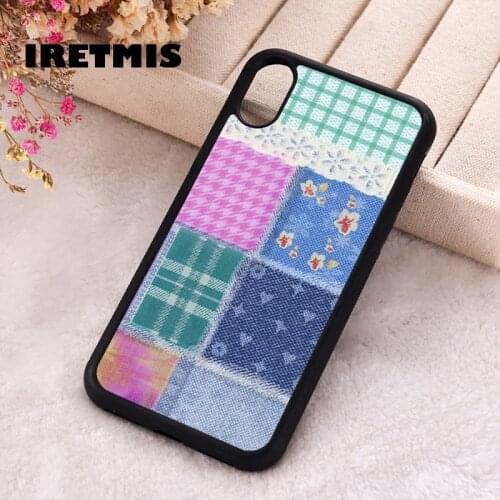 Iretmis 5 5S SE 2020 Phone Cover Case for iPhone 6 6S 7 8 Plus X Xs XR 11 12 Mini Pro Max Rubber Silicone Patchwork Design