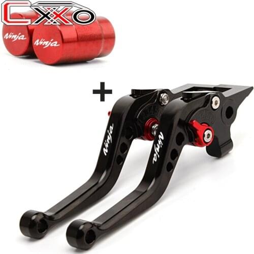 For KAWASAKI ninja 250R NINJA 300R/Z300 Ninja 400 Z250SL 2008-2018 Tire Valve Stem caps & Motorcycle Short Brake Clutch Levers