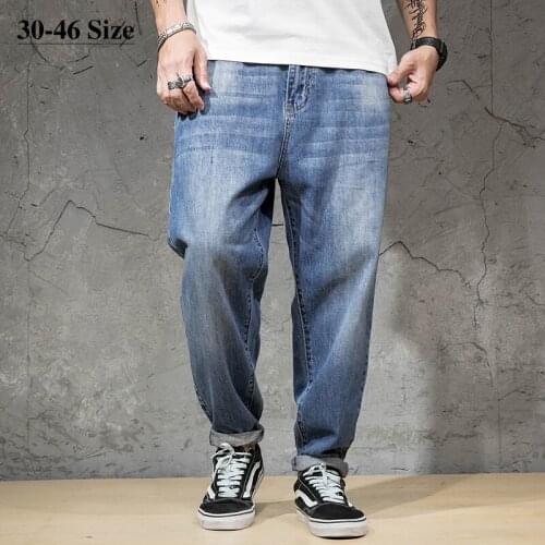 46 44 42 Plus Size Mens Jeans Harem Pants Summer Thin Loose Streetwear Hip Hop Fashion Oversize Denim Trousers Brand Clothing