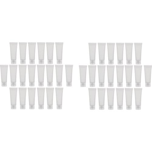 40PCS 50ml Frosted Empty Plastic Tubes Bottles Clear Containers For Body Lotion Cream Shampoo with Flip Lid for DIY