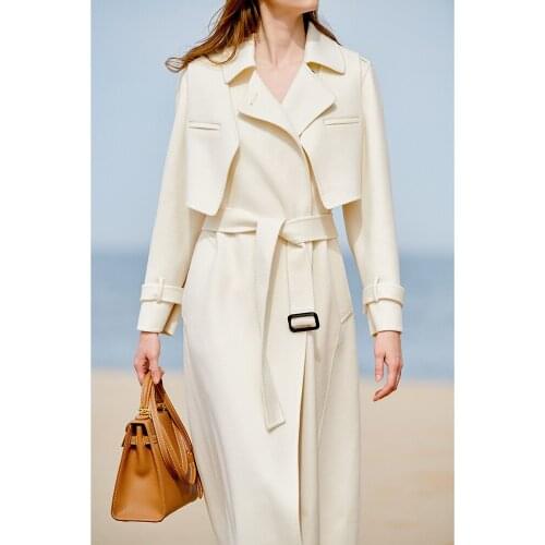 Milky white double-sided cashmere coat womens medium long autumn and winter 2021 cloak high-end wool coat