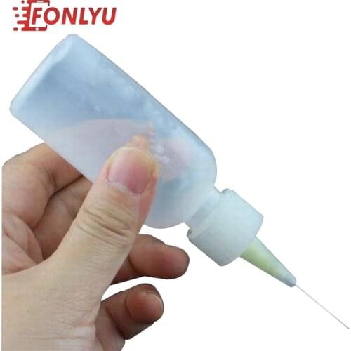 2Pcs 50ml Needle Tip Soldering Cleaning Clear Liquid Flux Alcohol Oil Dispenser Plastic Hand Bottle Cleaner DIY Repair