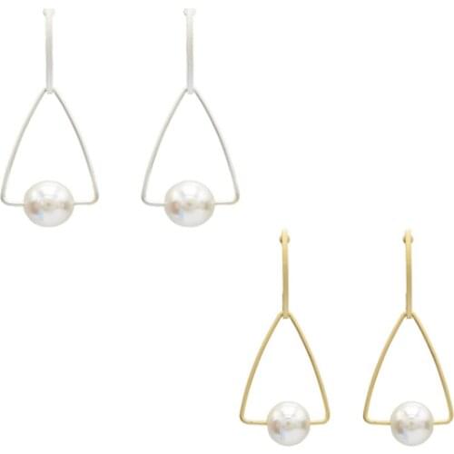 Korea 2020 Fashion Jewelry Earrings female Temperament Simple Geometric Triangle Simulated Pearls Earrings Hot Sale Jewellry