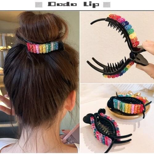 Colorful hair clip for women with design rainbow hair banadana on the head hair accessories for ladies hair crab for Ponytail