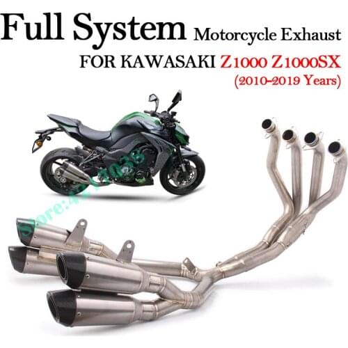 Full System Motorcycle Exhaust Modified Muffler Titanium Alloy Front Middle Link Pipe For Kawasaki Z1000 ABS Z1000SX 2010 - 2019