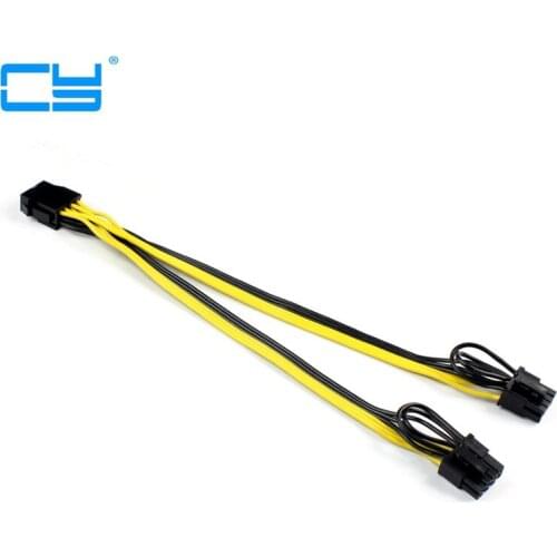 200pcies/lot Molex 6 pin PCI Express to 2 x PCIe 8 (6+2) pin Motherboard Graphics Video Card PCI-e Splitter Hub Power Cable