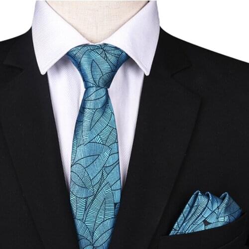 Men Ties Luxury Polyester Floral Necktie 7cm Mens Ties and Pocket Square Set Ties For Men Wedding Business Gift Set Printed Tie