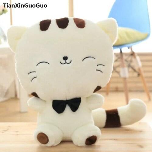 Cartoon squintting eyes cat 28cm cute white cat plush toy soft toy birthday gift h0770
