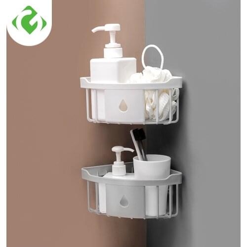 Bathroom Shelf Shower Wall Mount Shampoo Storage Holder With Suction Cup No Drilling Kitchen Storage Bathroom Accessories GuanY