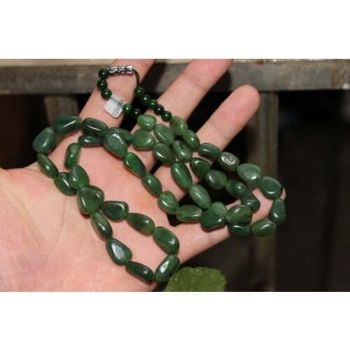 Natural Hetian Jade Necklace Seed Material Green beads Jade Necklace 100% Jasper Necklaces A