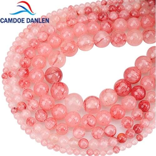 Natural Cherry Red Jades Stone Beads Round Loose Spacer Beads For Jewelry Making DIY Bracelets Necklace Earring 4/6/8/10/12mm
