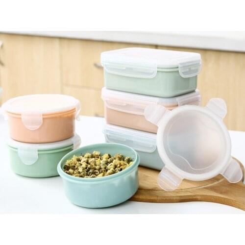 2021 New Kitchen Utensils Portable Square Round Nordic Plastic Storage Box Mini Lunch Box Lunch Box Storage Box
