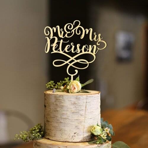 Personalized Mr & Mrs Wedding Cake Topper with Date, Wood Cake Topper, Personalized Date Cake Topper,Acrylic Cake Topper
