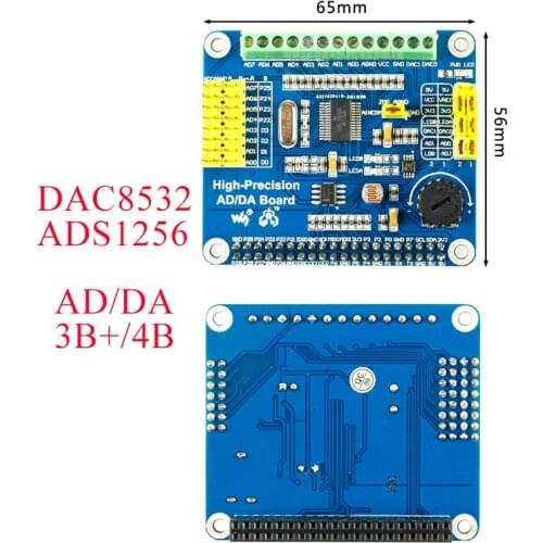 Raspberry Pi High-Precision AD/DA Digital Analog Module Expansion Board Development Pi 3B+/4B Onboard DAC8532 ADS1256