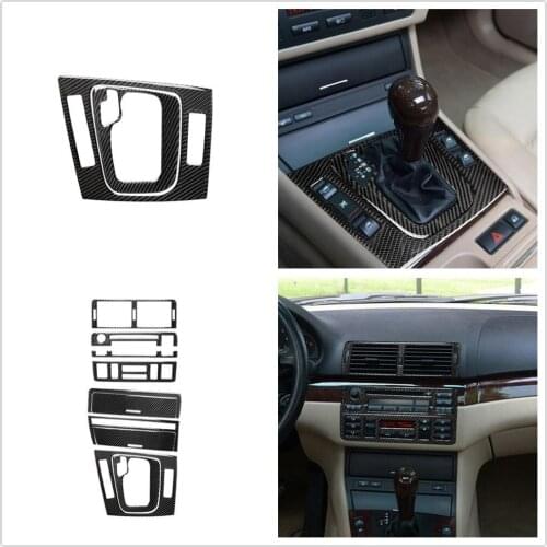 RRX for BMW E46 1998-2005 3D Carbon Fiber Car 3 Series Gear Intermediate control Cigarette lighter Air outlet sticker