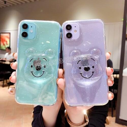 Transparent Three-dimensional Mobile Phone Cases Cartoon Pooh for IPhone11 7 8 12/XR/7/8plusXSMAX Protective Cover Phone Case