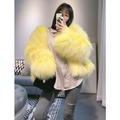 Womens Fox Fur Coat Womens Short Fur Coat Womens Winter Warm Jacket