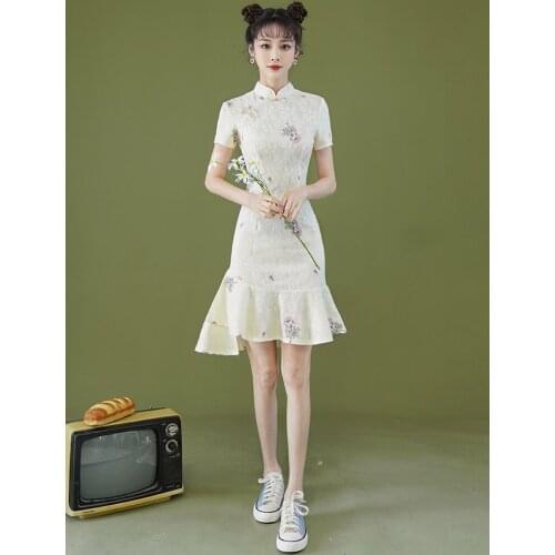 Style Woman Chinese Clothes Traditional Vintage Embroided Dress Female Qipao Sexy Party Wedding Evening Cheongsam Velour Dresses