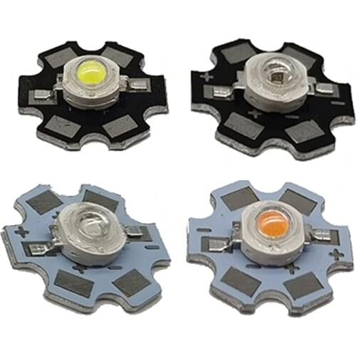 10pcs 1W 3W High Power LED Beads Full Spectrum White Warm white Green Blue Deep Red 660nm Royal blue With 20mm Black Star PCB