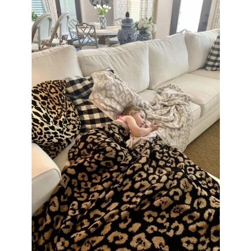 Comfy Soft Leopard Plaid Throw Blanket All Season Elegant Fuzzy Fluffy Microfiber Knitted Thermal Blankets For Bed Sofa