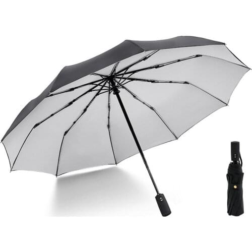 Ten-Ribs wind-resistant Double cloth umbrella creative fully automatic Open and Close 3 folding business Windproof umbrella