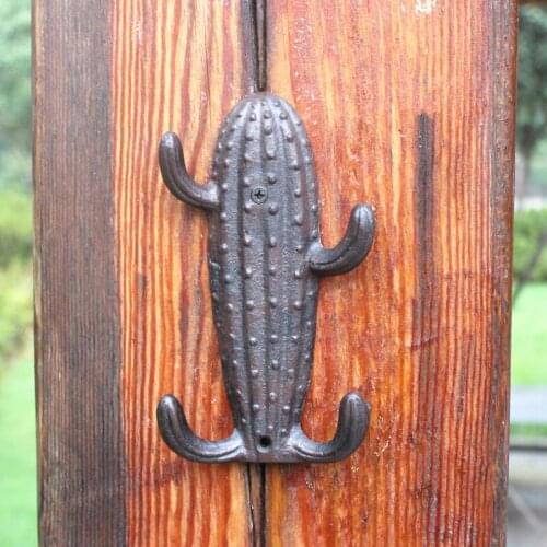 Vintage Cactus Design Cast Iron Wall Hook With 4 Hangers Farm House Accents Rustic Home Garden Wall Decorative Metal Wall Hooks