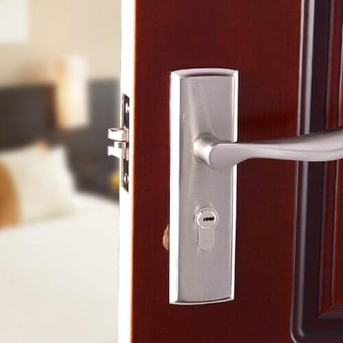 Indoor single tongue lock bedroom door lock bathroom machinery silver handle lock